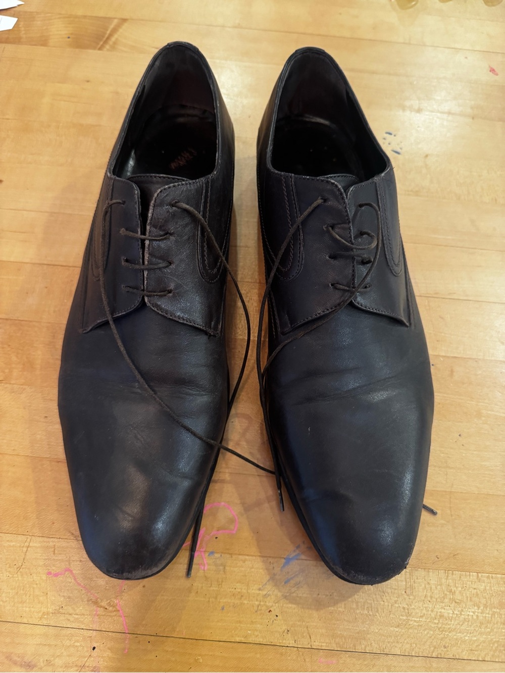 a. testoni Men's Dark Brown Leather Derby Oxfords. Fair condition.